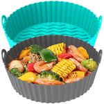 KIFT Silicone Air Fryer Liner Round Reusable, 7.8 inch 3.4-6.8 Litre 2Pcs Non-Stick circular Pot for Fryers Accessories, Airfryer Liners for Air Fryer Basket Suitable for COSORI, Ninja, Tower and more