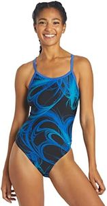 Sporti Light Wave Thin Strap One Piece Swimsuit - Black/Blue - 36
