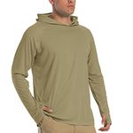 TACVASEN Sun Protection Hoodie Mens Long Sleeve T-Shirt Summer UV Protection Tops Lightweight Hiking Camping Hoodies Dull Cyan