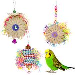 Heyu-Lotus 3 Pack Bird Shredding Toys Budgie Toys Parrot Chewing Hanging Toys Birds Cage Foraging Shredder Toys Bird Cage Accessories for Small Parakeets,Cockatiels,Budgies,Love Birds