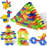 PicassoTiles 200 Piece Large Construction Brick Building Blocks STEM Bricks Toy Set Creative Learning Early Education Playset 5 Colors 4 Unique Shapes Mix & Match Toys for Kids Boys Girls Child Age 3+