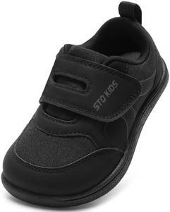 Toddler Wide Toe Box Shoes Boys Barefoot Shoe Boy Sneakers Kids Tennis Shoes Preschool Non Slip Lightweight Comfortable First Walking Running Outdoor Activities All Black Infant Size 4