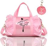 KingBig New in 2024 Cute Backpack Ballet Bag Kits Tutu Dress Dance Bag, Girls Personalized Waterproof Bag Ballerina Duffle Bag with Key Chain Cute Plush hanging Pink ball(Pink)