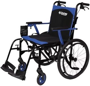 Journey So Lite C2 Ultra Lightweight Wheelchair for Adults – Foldable, Portable Manual Chair for Seniors – Frame Weighs Only 14 lbs – Black Frame with Blue Trim