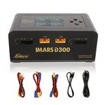 Gens Ace Lipo Battery Charger IMARS D300 G-Tech Series Smart Dual Lipo Charger 16A AC 300W DC 700W Lipo Charger（Black）