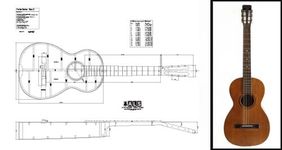 Plan of a vintage Martin-style Parlor (Parlour) Acoustic Guitar - Full Scale Print