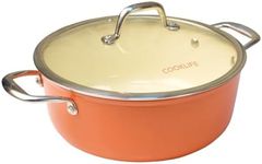 COOKLIFE 5 Quart Lightweight Enameled Cast Iron Dutch Oven with Lid - Dual Handles - Toxin-Free - Oven Safe up to 500° F or on Stovetop - Use to Marinate, Cook, Bake, Refrigerate and Serve - Light Tangelo