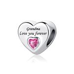 FGT Grandma Love Heart Charm Compatible with Pandora Charms Bracelets Love You Forever Pink CZ Women Mom Family Birthday Grandmother Nan