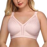 DotVol Women's Full Coverage Minimizer Bra Non-Padded Lace Wirefree Soft Cup Plus Size Bra(38DD, Pink)