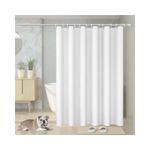 Vinabo Shower Curtain Anti Mould, 180 x 200 cm Bathroom Curtains, Shower Curtain with 12 Hooks, Washable Shower Curtain, White Shower Curtain PEVA Fabric