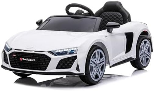 Baroni Home Coche Eléctrico para Niños Audi R8 Sport, 12V con MP3, Coche Mando a Distancia Completo Opcional, Asiento Eco Cuero, Apertura Puertas, Velocidad 3-5 km/h, con Mando a Distancia, Blanco