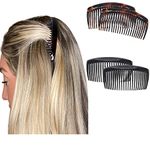 Camila Paris French Side Combs Large 2 Colors Each Curved French Twist Hair Combs Decorative, Strong Hold Hair Clips for Women Bun Chignon Up-Do, No Slip Styling Girls Hair Accessories, Made in France