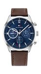 Tommy Hilfiger Men's Multifunction Stainless Steel and Leather Strap Watch, Color: Brown (Model: 1791940), Brown, Quartz Watch