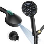 Shower Head - 9 Settings High Pressure Handheld Showerhead,SR SUN RISE Power Wash Spray Hand Showers with Extra Long Hose and 360° Adjustable Wall & Overhead Brackets (Matte Black)