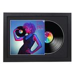 12" Vinyl LP Record and Album Cover Black Frame Memorabilia Wall Art Display-Black-Black Gloss