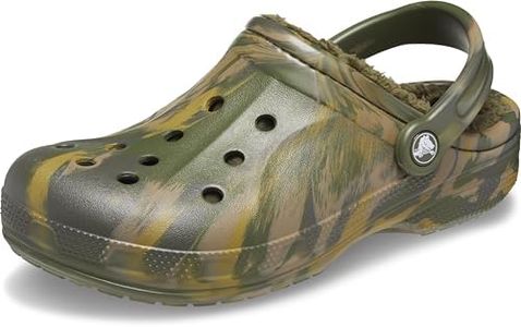 Crocs Kids Ralen Lined Clogs | Fuzzy Slippers, Army Green/Multi, US 8-9 Unisex Toddler