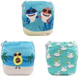 ALVABABY 3pcs Baby Swim Diapers Reuseable Washable & Adjustable for Swimming Lesson & Baby Boy and Girl 3SWY36T