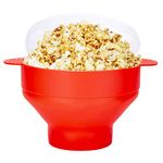 Original Silicone Microwave Popcorn Popper, Entemah BPA Free Kitchen Popcorn Maker Collapsible Bowl, Microwaveable Popcorn Popper with Lid and Handles Popcorn Bowl UK