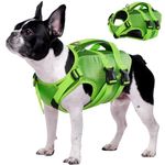 Kuoser Dog Life Jackets for Small Medium Large Dogs, Adjustable High Visibility Dog Life Jacket with Rescue Handle, Ripstop Dog Flotation Life Vest Pet Lifesaver Puppy Swimsuits Green M