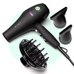 Professional Series BLACKBIRD Ionic Hair Blow Dryer with Diffuser by MINT | Extremely Quiet and Lightweight with 1875 Watts of Salon-Grade Drying Power.