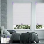 Astomi Motorized Zebra Blinds, Smart Blinds, Electric Roller Blinds with Remote, Voice Control Compatible with Alexa, Google Home, Siri, Custom Size 22’’-115’’, for Bedroom Indoor Window (White)