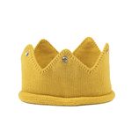 Nishine Baby Knitted Crown Headband Hat Birthday Party Crochet Beanie Cap Hat for Boy Girl (White Button)