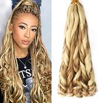 22 inch French Curly Braiding Hair 8 Pack Loose Wavy Spiral Curl Braids Crochet Hair Deep Wave Synthetic Extensions Pre Stretched Bouncy Braiding Hair(22 Inches, 27-613)