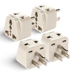 Orei India US Converter Plug, India to USA, Philippines, Canada Travel Adapter - Type B Plug - 2 in 1 - Perfect for Laptop, Camera, Charger and More - CE, RoHS - 4 Pack - Beige - 5 Years Warranty