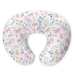 haus & kinder Baby Feeding Pillow for New Born Baby, Breastfeeding & Nursing Pillow with Removable Cover, Infant Support Cushion for 0–24 Months, Tummy Time Pillow (Butterfly Garden)