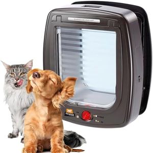 Ferplast SWING MICROCHIP L Universal Cat Flap for Dogs and Cats - 4 Closing Modes - Wind-Stopper System - Closing Shock Absorber - Magnetic Anti-Oscillation - Direction Indicator - Brown