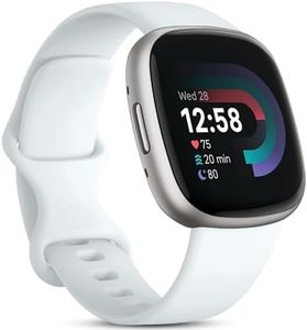 Odbeai Compatible with Fitbit Sense&Sense2 Bands/Versa 3&4 Bands Women Men,Classic Sport Replacement Wristbands Soft Waterproof Strap for Versa 3&4/Sense&Sense2 SmartWatch(Large, White)