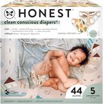 The Honest Company Clean Conscious Diapers | Plant-Based, Sustainable | Fall '24 Limited Edition Prints | Club Box, Size 5 (27+ lbs), 44 Count