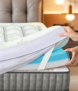 Fracho 4 Inch Dual Layer Memory Foam Mattress Topper Full, 2-in-1 Adjustable Design with 2" Bamboo Rayon Pillow Top & 2" Cooling Gel Memory Foam, Removable Topper for Support & Pressure Relief,White