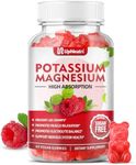 Potassium Magnesium Supplement Gummies for Adults Kids, Sugar-Free Potassium Citrate Gummies Supports Leg Cramps & Muscle & Heart Health, Vegan Magnesium Glycinate Gummies Raspberry Flavor 60 Cts