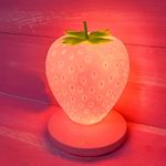 LVOERTUIG Strawberry Night Light, Cute Silicone Strawberry Lamp, LED Cute Night Light, Bedside Color Changing Lamp, 3 Modes Touch for Birthday, Christmas