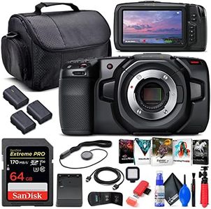 Blackmagic Design Pocket Cinema Camera 4K (CINECAMPOCHDMFT4K) + 64GB Memory Card + 2 x LPE6 Battery + External Charger + Card Reader + LED Light + Corel Photo Software + Case + Flex Tripod + More