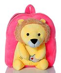 Babyjoys Soft Pink Lion Plush Bag for Kids