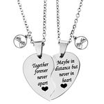 MJartoria BFF Necklace for 2-Split Valentine Heart Necklace Together Forever Never Apart Best Friends Pendant Friendship Necklace Set Of 2 Gifts For Girl