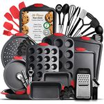 Baking Pan Set, 39 Piece Premium Baking Set, Nonstick Bakeware Sets BPA Free, Cookie Sheets for Baking Nonstick Set, Steel Baking Sheets for Oven with Muffin Pan, Cake Pan & Kitchen Utensils - Black