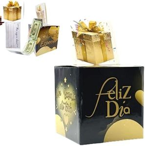 Caja para Regalar Dinero y Mejores Deseos. Regalar Dinero en Bodas, Ideas Dar Dinero Comunión Caja Sorpresa Dinero. Regalar Dinero cumpleaños. Cofre de Dinero (M3 Golden Hearts)