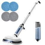 iDOO Cordless Electric Mop, Dual-Motor Electric Spin Mop, Transparent Water Tank, Floor Cleaner for Tile, Hardwood, Laminate, Marble, Polisher with LED Headlight, Reusable Mop Pads