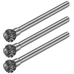 uxcell Tungsten Carbide Rotary Files 1/8" Shank, Double Cut Ball Shape Rotary Burrs Tool 6mm Dia, for Die Grinder Drill Bit Wood Soft Metal Carving Polishing Model Engineering, 3pcs