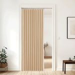 NICETOWN 80 Inches Long Curtain for Open Closet, Pleated Folding Curtains for Doorway, Privacy Room Divider for Bedroom Living Room Separation, 1 Panel with Hooks, W60 x L80, Biscotti Beige