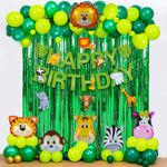 Party Propz Jungle Theme Birthday Decoration - 63Pcs, Birthday Decoration Items For Girl, Boy | Animal Theme Birthday Party Decorations | Jungle Safari Theme Birthday Decoration