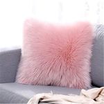 YIHAIC Faux Fur Cushion Covers,Fluffy Soft Pillow Cases,Plush Throw Pillow Cover For Sofa Bedroom Car holiday decorative, wedding, home decorative, office 45 x 45cm(Pink