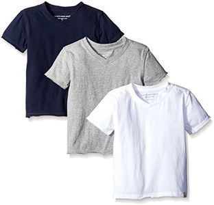 Burt's Bees Baby Baby Boys' T-Shirts, Set of 3 Organic Short Long Sleeve V-Neck Tees, White/Grey/Navy Short Sleeve, 24 Months