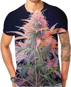 Cndeyike Mens 3D Print T Shirt，Funny Cool Graphic Tees for Men, Bud Weed T Shirt, X-Large