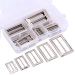 Swpeet DIY-120 25 Pcs Assoreted Metal Tri-Glide Slides Buckles Kit, Square Ring Slide Adjusters Buckles Webbing Belts Buckle for Belt Bags DIY Accessories - 25mm / 30mm / 35mm / 40mm/ 45mm