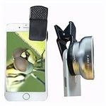 Peanutech Fisheye Lens iPhone Phone Camera Lens Kit Wide Angle Macro for iPhone 14 13 12 11 X XS Xr Se 8 pro max Mini Samsung All Phones with Clip PU Bag (Silver) … …