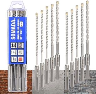 SOMADA 3/16-Inch x 6-Inch SDS Plus Drill Set of 10 Pcs SDS-Plus Rotary Hammer Drill Bit 4-Cutter Carbide Tip for Concrete, Brick, Stone and Masonry Drilling